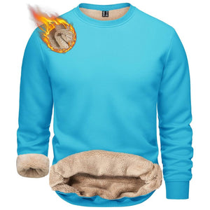 TACVASEN Ice Blue Men's Sherpa Lined Sweatshirt Warm Heavyweight Fleece Pullover