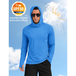 Men's UPF 50+ Sun Hoodie Long Sleeve Quick Dry Rash Guard Shirt - AT24M3250
