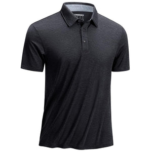 TACVASEN Black Men's Casual Polo Golf Shirts Quick Dry 3 Buttons