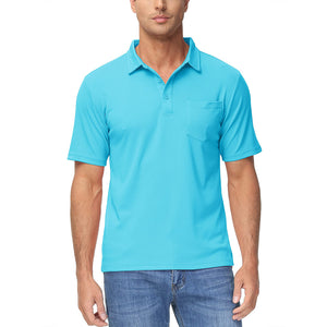 TACVASEN Ice Blue Men's Lightweight Hiking Fishing Polo Shirts