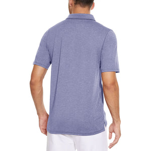 TACVASEN Light Purple Men's Casual Polo Golf Shirts Quick Dry 3 Buttons