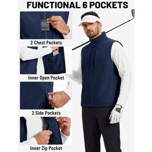 Men's Softshell Vest Windproof Waterproof Lightweight Jacket - AT25M3347