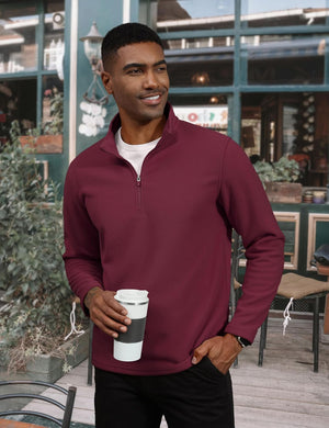 TACVASEN Wine Red Men's Pullover Workout Fleece 1/4 Zip Uncw Vintage Sweatshirts