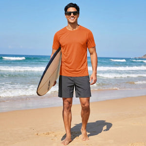 TACVASEN Orange Athletic Performance Tee with Tailored Fit Sleeves