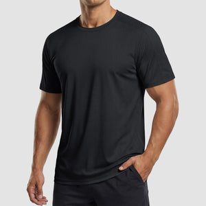 TACVASEN Black Athletic Performance Tee with Tailored Fit Sleeves
