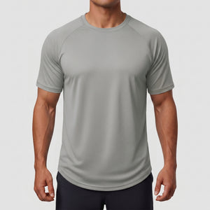 TACVASEN Light Grey Curved Hem Fashion UPF50+ Quick - Drying Protective Shirt