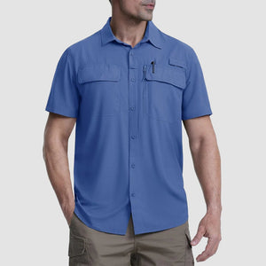 TACVASEN Blue Grey Fishing Shirt UPF 50+ Lightweight Outdoor Shirt