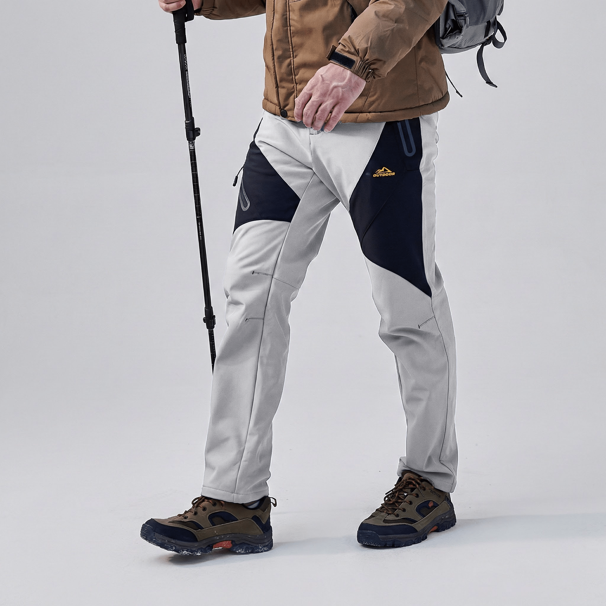 TACVASEN Light Grey Insulated Fleece Lined Winter Hiking Pants
