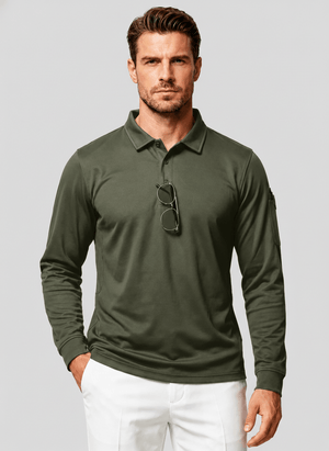 TACVASEN Army Green Long Sleeve Quick Dry Tactical Performance Polo Shirt