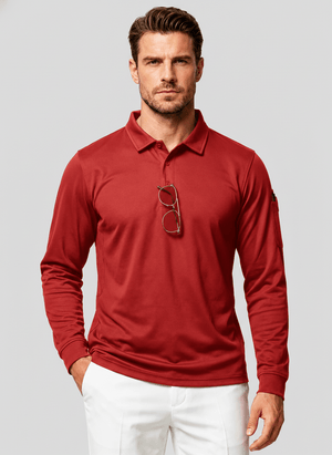 TACVASEN Tomato Long Sleeve Quick Dry Tactical Performance Polo Shirt