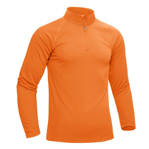 TACVASEN Orange Long Sleeve Sun Shirt UPF 50+ Zip Fishing Running Rashguard