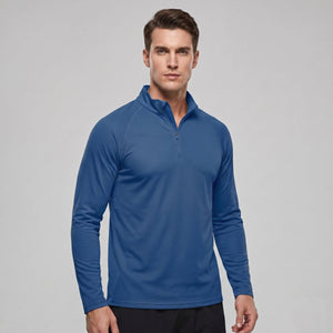 TACVASEN Blue Grey Long Sleeve Sun Shirt UPF 50+ Zip Fishing Running Rashguard