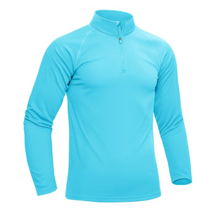 TACVASEN Ice Blue Long Sleeve Sun Shirt UPF 50+ Zip Fishing Running Rashguard