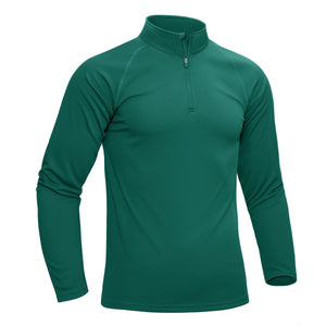 TACVASEN Emerald Green Long Sleeve Sun Shirt UPF 50+ Zip Fishing Running Rashguard