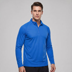 TACVASEN Sapphire Blue Long Sleeve Sun Shirt UPF 50+ Zip Fishing Running Rashguard