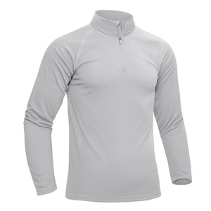 TACVASEN Light Grey Long Sleeve Sun Shirt UPF 50+ Zip Fishing Running Rashguard