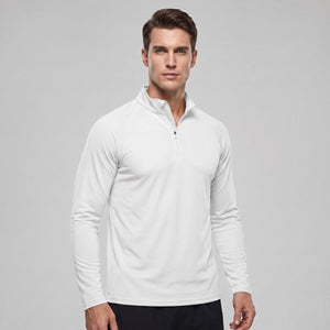 TACVASEN White Long Sleeve Sun Shirt UPF 50+ Zip Fishing Running Rashguard
