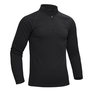 TACVASEN Black Long Sleeve Sun Shirt UPF 50+ Zip Fishing Running Rashguard