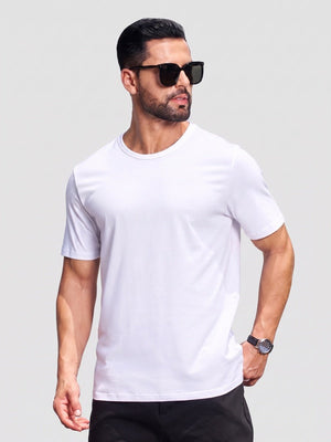 TACVASEN White Men Plain Cotton Moisture Wicking Casual T-Shirts
