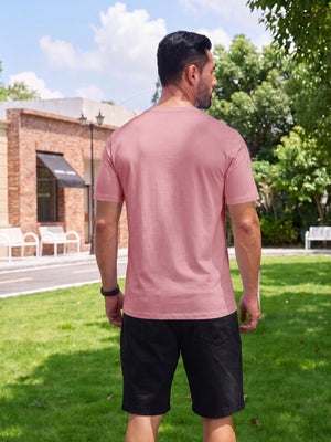TACVASEN Grey Pink Men Plain Cotton Moisture Wicking Casual T-Shirts