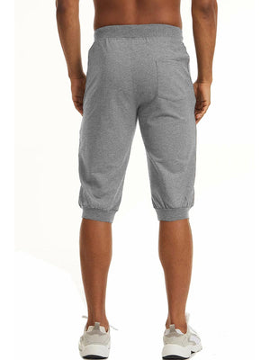 TACVASEN Light Grey Men's 3/4 Joggers Elastic Cotton Capri Pants