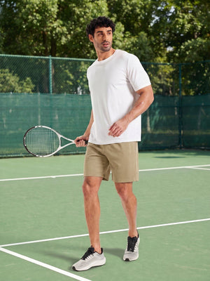 TACVASEN Khaki Men's 7-inch Quick Dry Lightweight Athletic Running Shorts