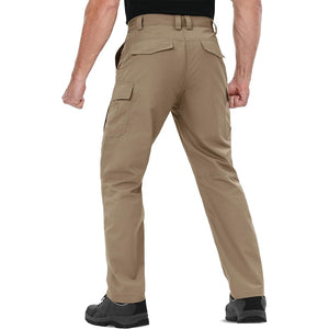 TACVASEN Khaki Men's 9 Pockets Ripstop Water Repellent Tactical Pants