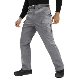 TACVASEN Light Grey Men's 9 Pockets Ripstop Water Repellent Tactical Pants
