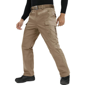 TACVASEN Khaki Men's 9 Pockets Ripstop Water Repellent Tactical Pants