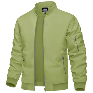 TACVASEN Olive Green Vintage Bomber Flight Jacket Zip - Pocket