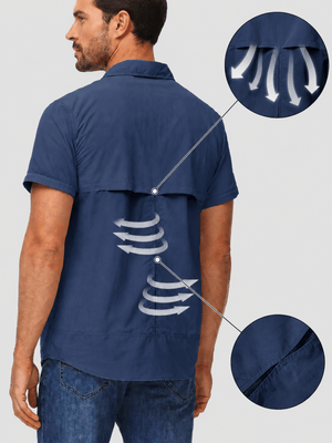 TACVASEN Royal Blue Men's Breathable Quick-Dry Convertible Outdoor Shirt