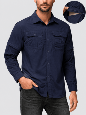 TACVASEN Navy Men's Breathable Quick-Dry Convertible Outdoor Shirt