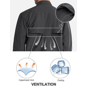 TACVASEN Black Men's Breathable Quick Dry Long Sleeve Shirts