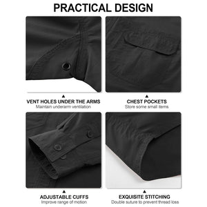 TACVASEN Black Men's Breathable Quick Dry Long Sleeve Shirts