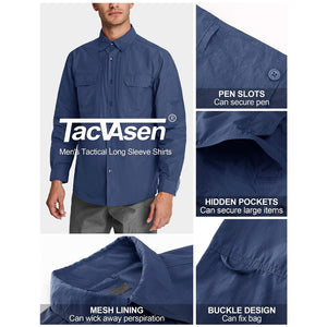 TACVASEN Black Men's Breathable Quick Dry Long Sleeve Shirts