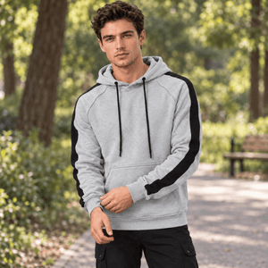 TACVASEN Light Grey Men's Casual Cotton Soft Stretch Fleece Blend Hoodie