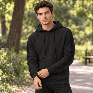 TACVASEN Black Men's Casual Cotton Soft Stretch Fleece Blend Hoodie