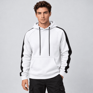 TACVASEN White Men's Casual Cotton Soft Stretch Fleece Blend Hoodie