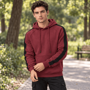TACVASEN Wine Red Men's Casual Cotton Soft Stretch Fleece Blend Hoodie