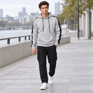 TACVASEN Light Grey Men's Casual Cotton Soft Stretch Fleece Blend Hoodie