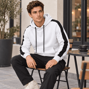 TACVASEN White Men's Casual Cotton Soft Stretch Fleece Blend Hoodie