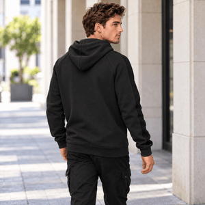 TACVASEN Black Men's Casual Cotton Soft Stretch Fleece Blend Hoodie