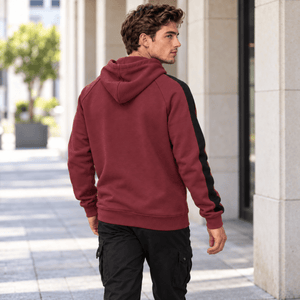 TACVASEN Wine Red Men's Casual Cotton Soft Stretch Fleece Blend Hoodie