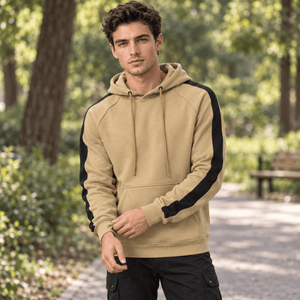 TACVASEN Khaki Men's Casual Cotton Soft Stretch Fleece Blend Hoodie