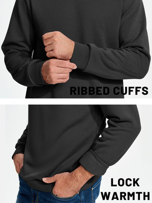 TACVASEN Black Men's Casual Fleece Lined Pullover Sweatshirts