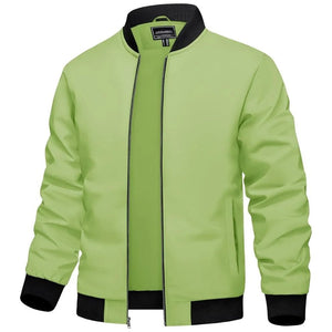 TACVASEN Olive Green Men's Casual Lightweight Bomber Jacket - Slim Fit Coat