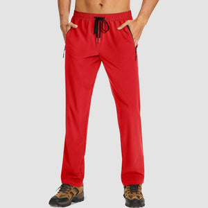 TACVASEN Tomato Red Men's Casual Pants Lightweight Quick Dry Water Resistant Joggers with Pockets