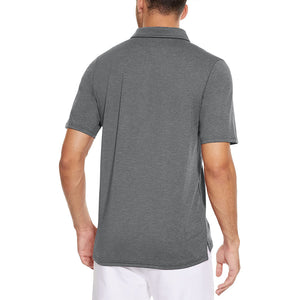 TACVASEN Dark Grey Men's Casual Polo Golf Shirts Quick Dry 3 Buttons