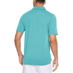 TACVASEN Water Blue Men's Casual Polo Golf Shirts Quick Dry 3 Buttons