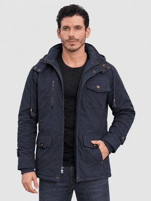 TACVASEN Navy Men's Casual Winter Cotton Military Jacket Classic